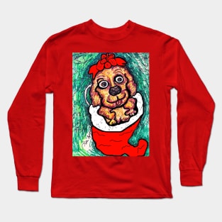 A Christmas Puppy in a Christmas Tree Long Sleeve T-Shirt